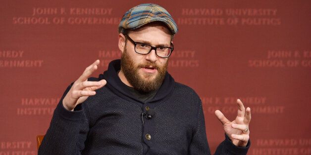 CAMBRIDGE, MA - DECEMBER 02: Actor, comedian and filmmaker Seth Rogen speaks at 'Politics & Humor' at the Harvard University John F. Kennedy School of Government Institute of Politics on December 2, 2014 in Cambridge, Massachusetts. (Photo by Paul Marotta/Getty Images)