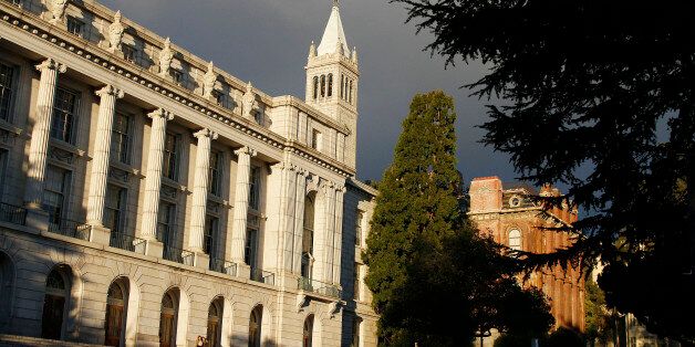 In this photo taken Sunday, Dec. 21, 2014, late light falls on Wheeler Hall, South Hall and the Campanile on the University of California campus in Berkeley, Calif. This famously liberal college town is known as the cradle of the Free Speech Movement, but speech isnât the only thing thatâs free here. Whether youâre strolling the redwood-shaded University of California, Berkeley, campus, or slipping across the Oakland border for a dose of Golden State history, you can exercise your limbs and your intellect without giving your wallet a workout. (AP Photo/Eric Risberg)