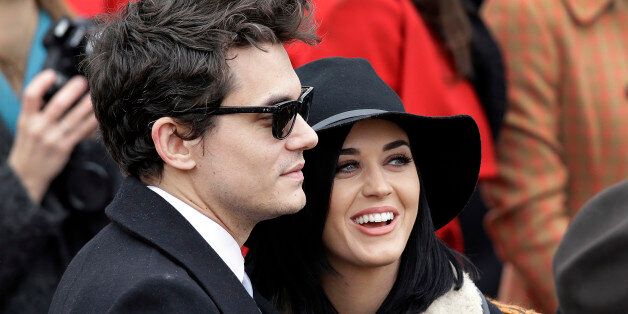 John Mayer and Katy Perry arrive at the ceremonial swearing-in for President Barack Obama at the U.S. Capitol during the 57th Presidential Inauguration in Washington, Monday, Jan. 21, 2013. (AP Photo/J. Scott Applewhite