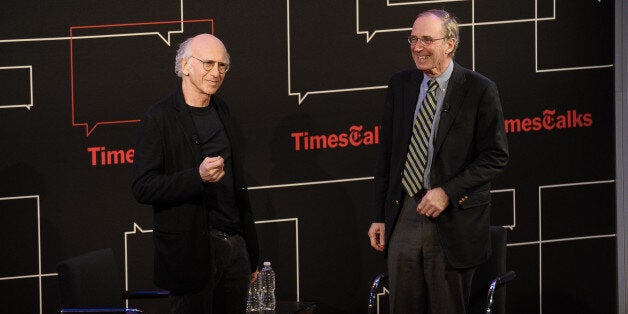 NEW YORK, NY - JANUARY 13: (L-R) Larry David and Chip McGrath attend the Times Talk Presents: An Evening With Larry David at Times Center on January 13, 2015 in New York City. (Photo by Rommel Demano/Getty Images)