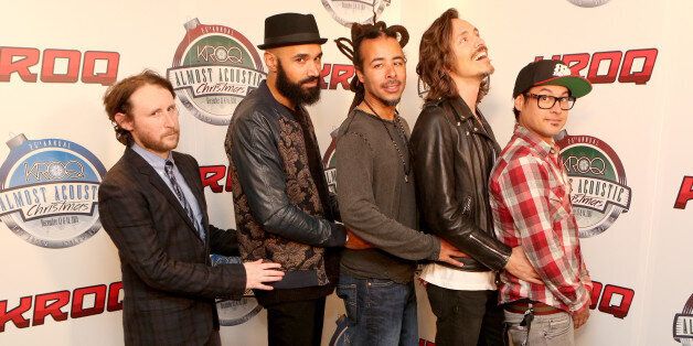 INGLEWOOD, CA - DECEMBER 13: (L-R) Musicians Mike Einziger, Ben Kenney, Chris Kilmore, Brandon Boyd and Jose Pasillas of Incubus attend day one of the 25th annual KROQ Almost Acoustic Christmas at The Forum on December 13, 2014 in Inglewood, California. (Photo by Gabriel Olsen/Getty Images for CBS Radio)