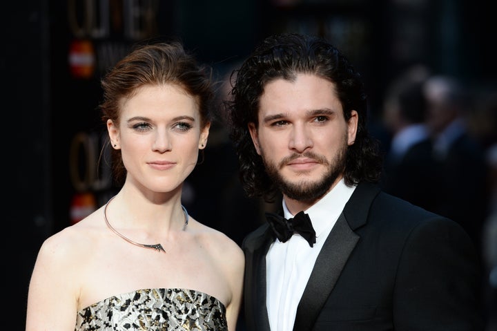 Rose Leslie and Harington attend the Olivier Awards at the Royal Opera House on April 3, 2016, in London.