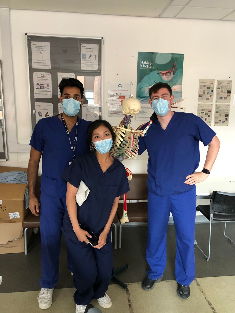 Dr Kiran (far left) with two colleagues at the hospital.