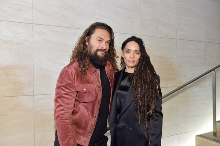 Jason Momoa (left) and wife Lisa Bonet in 2020. 