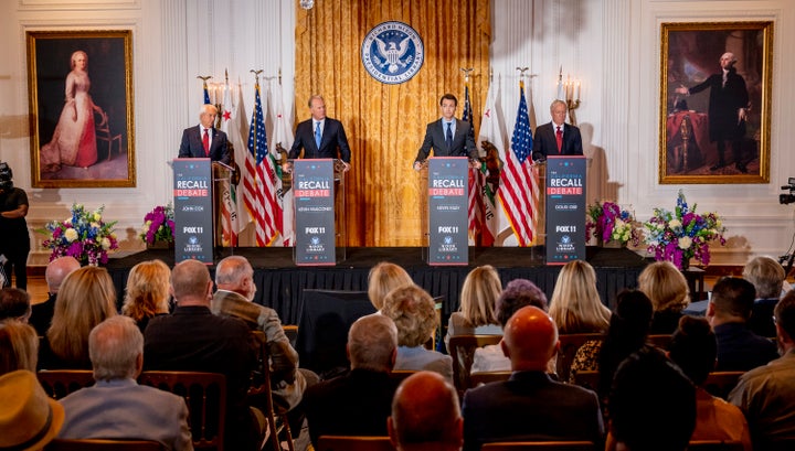 Candidates running to replace Newsom participate in an Aug. 4 debate.
