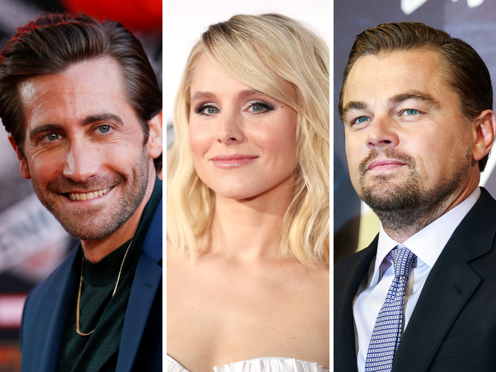 Los actores Jake Gyllenhaal, Kristen Bell y Leonardo DiCaprio.