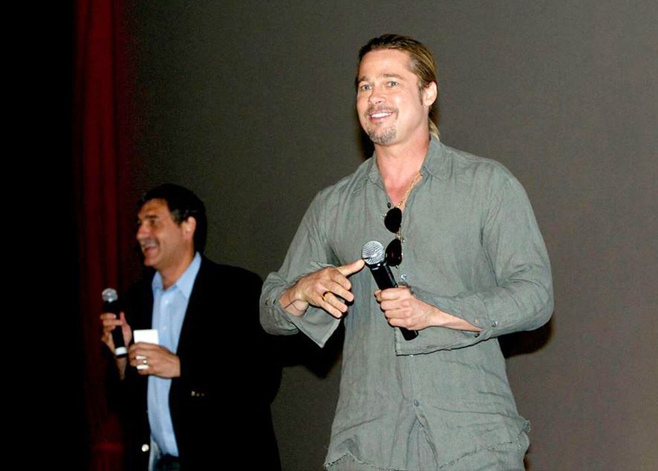 Brad Pitt Surprises Fans At 'World War Z' Premiere In Madrid - June 21, 2013