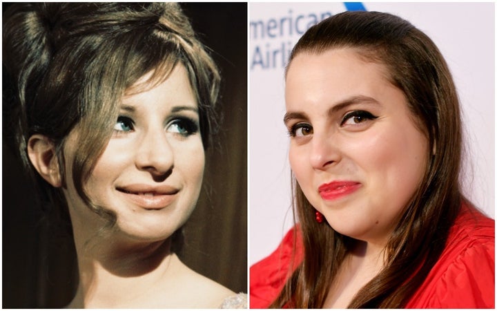 Barbra Streisand (L), who starred in the 1968 film version of "Funny Girl," and Beanie Feldstein (R).