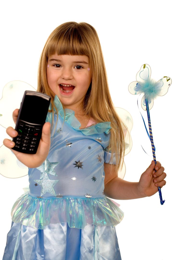 a little girl showing the phone