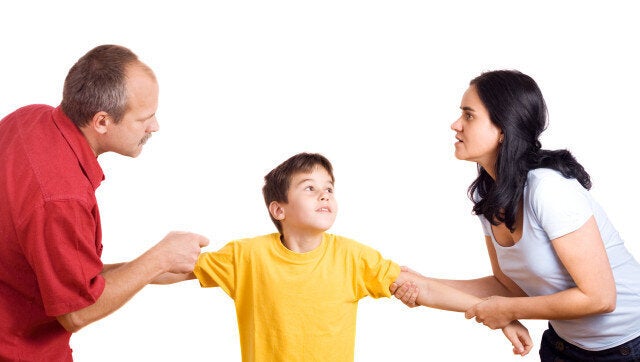 hands of parents fighting over...