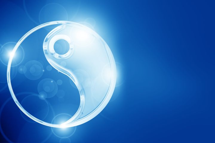yin yang sign on a glowing...