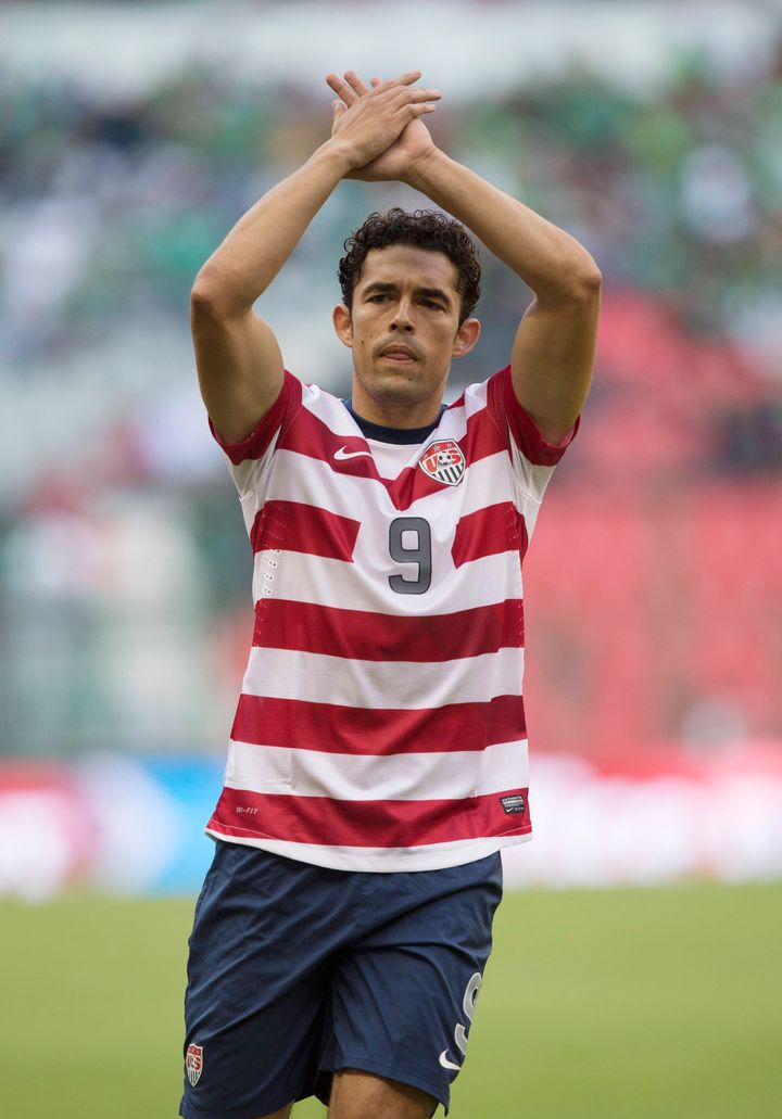 MEXICO CITY, MEXICO - AUGUST 15: Hercules Gomez of United States during a FIFA friendly match between Mexico and US at Azteca Stadium on August 15, 2012 in Mexico City, Mexico. (Photo by Miguel Tovar/Getty Images)
