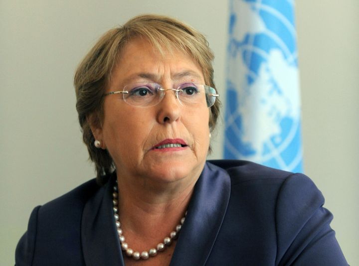 The head of the United Nations Women, Michelle Bachelet, speaks during a press conference in Rabat on March 8, 2012 during the International Women's Day. AFP PHOTO / ABDELHAK SENNA (Photo credit should read ABDELHAK SENNA/AFP/Getty Images)