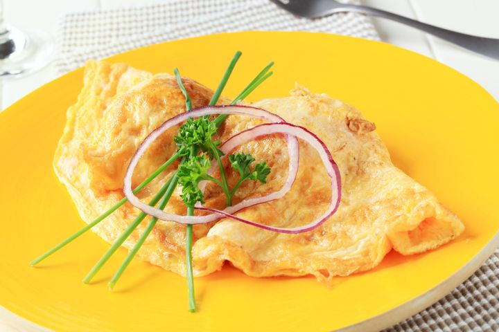 egg omelet on yellow plate