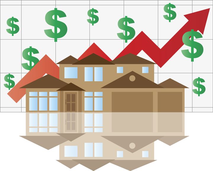 home value rising chart with...