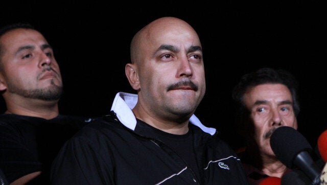 LONG BEACH, CA - DECEMBER 10: (L-R) Singers Juan Rivera; Lupillo Rivera and Pedro Rivera father of the late singer Jenni Rivera speak to the press on December 10, 2012 in Long Beach, California, United States. (Photo by JC Olivera/WireImage)