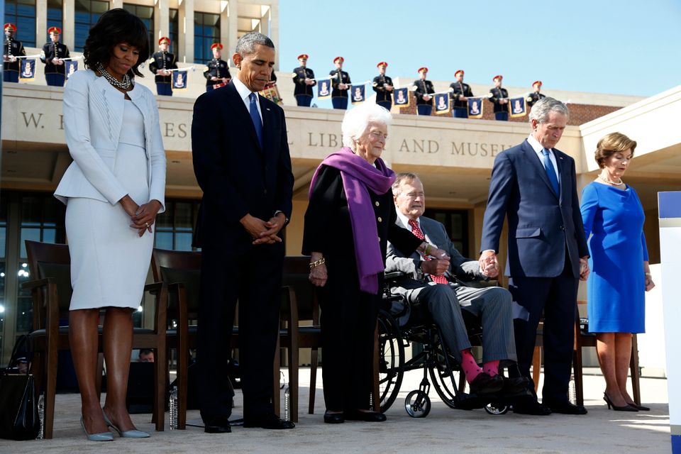 Barack Obama, George W. Bush, George H.W. Bush, Barbara Bush, Laura Bush