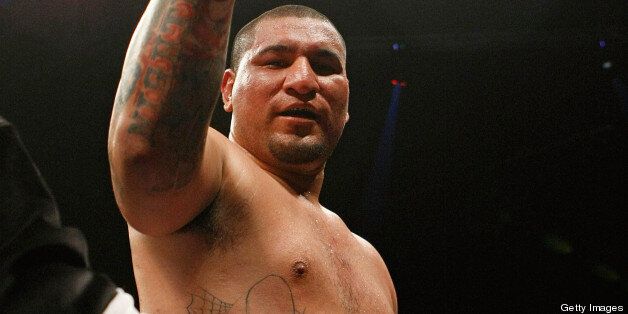 LAS VEGAS - APRIL 11: Chris Arreola celebrates after knocking out Jameel McCline in the fourth round of their heavyweight bout at the Mandalay Bay Events Center April 11, 2009 in Las Vegas, Nevada. (Photo by Ethan Miller/Getty Images)