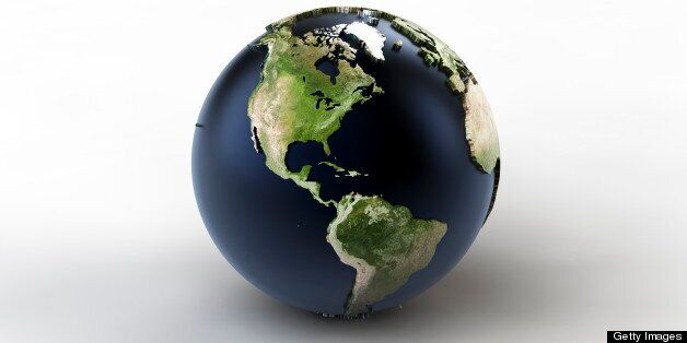World globe with realisitc three-dimensional topography