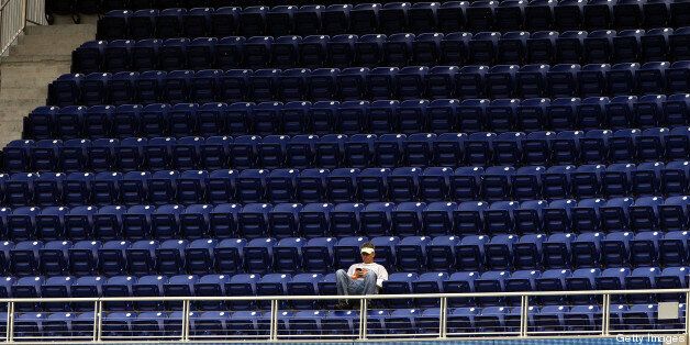 MIAMI, FL - APRIL 09: Empty seats are shown as the Atlanta Braves play against the Miami Marlins at Marlins Park on April 9, 2013 in Miami, Florida. (Photo by Marc Serota/Getty Images)