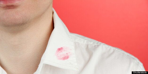 lipstick kiss on shirt collar...