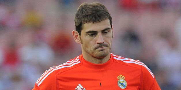 GRANADA, SPAIN - AUGUST 26: Iker Casillas of Real Madrid CF warms up before the La Liga match between Granada CF and Real Madrid CF at Estadio Nuevo Los Carmenes on August 26, 2013 in Granada, Spain. (Photo by Denis Doyle/Getty Images)