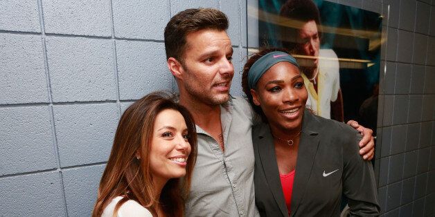 NEW YORK, NY - SEPTEMBER 08: Actress Eva Longoria and musician Ricky Martin celebrate with Serena Williams of the United States after her women's singles final victory on Day Fourteen of the 2013 US Open at the USTA Billie Jean King National Tennis Center on September 8, 2013 in New York City. (Photo by Chris Trotman/Getty Images for the USTA)