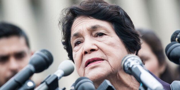 WASHINGTON, DC - APRIL 15: Dolores Huerta speaks during the I'm Ready for Immigration Reform campaign press conference at the House Triangle on April 15, 2013 in Washington, DC. (Photo by Kris Connor/Getty Images)