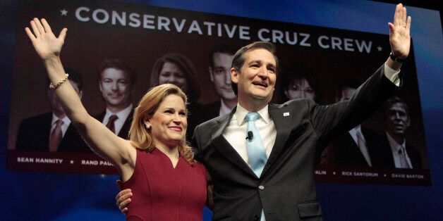 U.S. Senate candidate candidate Ted Cruz and his wife, Heidi, wave to delegates after he spoke on the final day of the state Republican convention at the FWCC on Saturday, June 9, 2012, in Fort Worth, Texas. (Ron T. Ennis/Fort Worth Star-Telegram/MCT via Getty Images)