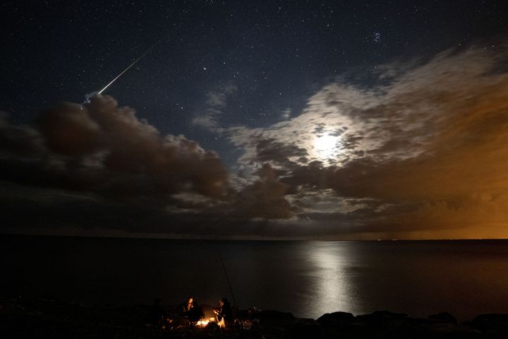 A Perseid meteor streaks across the sky over Yakakent district of Samsun, Turkey on August 14, 2020