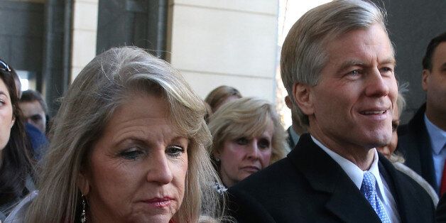RICHMOND, VA - JANUARY 24: Former Virginia Gov. Bob McDonnell and his wife, Maureen leave the US District Court for the Eastern District of Virginia, on January 24, 2014 in Richmond, Virginia. McDonnell and his wife Maureen pleaded not guilty to a 14 count criminal indictment from federal grand jury charging that the couple violated federal corruption laws by using their positions to benefit a wealthy businessman who gave them gifts and loans. (Photo by Mark Wilson/Getty Images)
