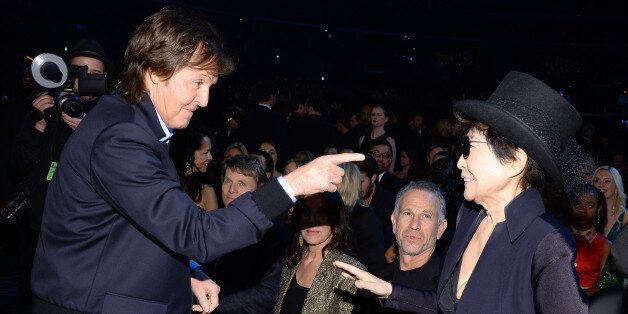 LOS ANGELES, CA - JANUARY 26: Musician Paul McCartney and Yoko Ono attend the 56th GRAMMY Awards at Staples Center on January 26, 2014 in Los Angeles, California. (Photo by Larry Busacca/WireImage)