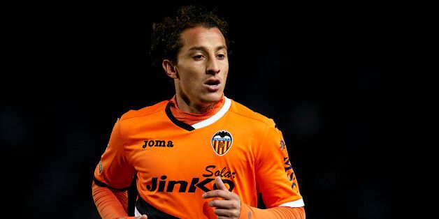 ELCHE, SPAIN - NOVEMBER 24: Andres Guardado of Valencia looks on during the La Liga match between Elche FC and Valencia CF at Manuel Martinez Valero on November 24, 2013 in Valencia, Spain. (Photo by Manuel Queimadelos Alonso/Getty Images)