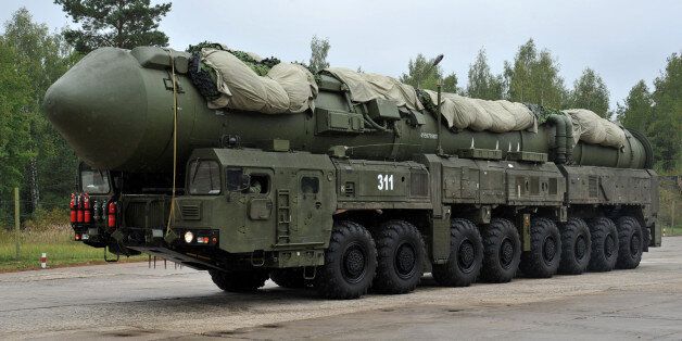 A Russian RS-24 Yars thermonuclear intercontinental ballistic missile launcher rolls at a strategic missile forces base near the town of Teykovo, some 200 km northeast of Moscow, on September 22, 2011. Russian strategic missile forces started to replace the mobile version of the Topol-M intercontinental ballistic missiles with an advanced Yars model in 2009, the Russian media reported. AFP PHOTO / ANDREY SMIRNOV (Photo credit should read ANDREY SMIRNOV/AFP/Getty Images)