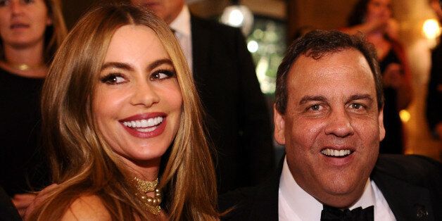 WASHINGTON, DC - MAY 03: Sofia Vergara (L) and New Jersey Governor Chris Christie attend the Bloomberg & Vanity Fair cocktail reception following the 2014 WHCA Dinner at Villa Firenze on May 3, 2014 in Washington, DC. (Photo by Dimitrios Kambouris/VF14/WireImage)