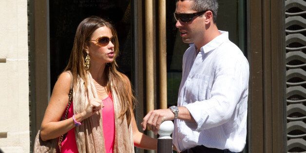 PARIS, FRANCE - JULY 17: Actress and model Sofia Vergara and her boyfriend Nick Loeb are seen strolling on 'Rue du Faubourg Saint Honore' on July 17, 2012 in Paris, France. (Photo by Marc Piasecki/FilmMagic)