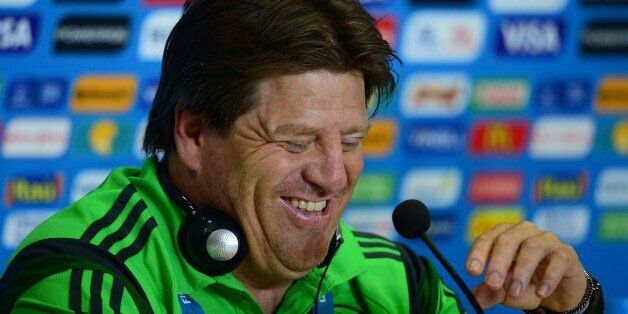 Mexico's coach Miguel Herrera attends a press conference at the Las Dunas stadium in Natal, Brazil, on June 12, 2014, prior to the 2014 FIFA Football World Cup. AFP PHOTO/ Yuri CORTEZ (Photo credit should read YURI CORTEZ/AFP/Getty Images)