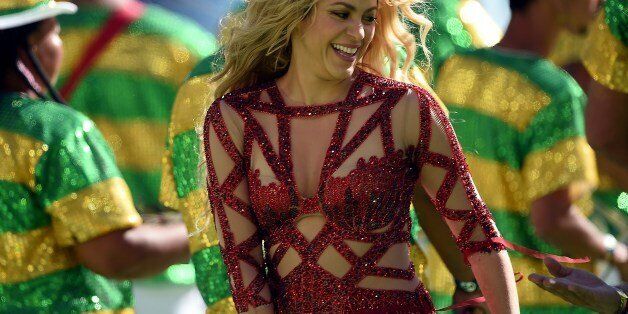 Colombian singer Shakira performs during the closing ceremony prior to the 2014 FIFA World Cup final football match between Germany and Argentina at the Maracana Stadium in Rio de Janeiro, Brazil, on July 13, 2014. AFP PHOTO / PEDRO UGARTE (Photo credit should read PEDRO UGARTE/AFP/Getty Images)