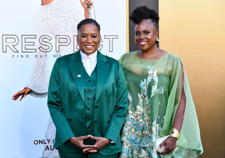 Tracey Scott Wilson, left, attends the Los Angeles premiere of MGM's "Respect" at Regency Village Theatre on Aug. 8, 2021 in Los Angeles.