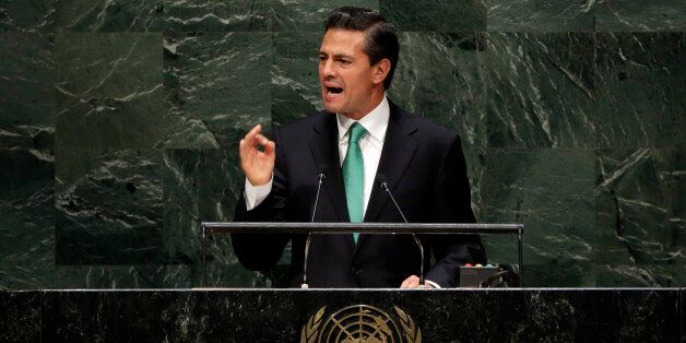 President Enrique PeÃ±a Nieto, of Mexico, addresses the 69th session of the United Nations General Assembly, at U.N. headquarters, Wednesday, Sept. 24, 2014. (AP Photo/Richard Drew)