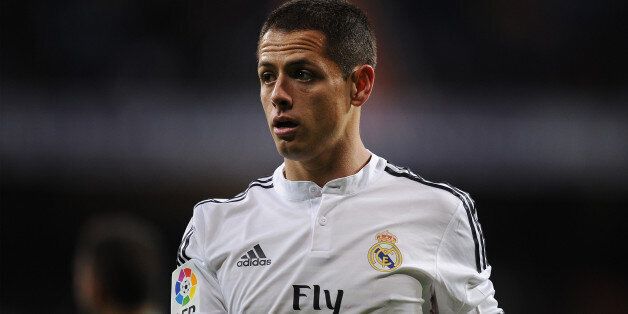 MADRID, SPAIN - DECEMBER 02: Javier 'Chicharito' Hernandez of Real Madridlooks on during the Copa Del Rey Round of 32, Second Leg match between Real Madrid CF and Cornella at Santiago Bernabeu stadium on December 2, 2014 in Madrid, Spain. (Photo by Denis Doyle/Getty Images)