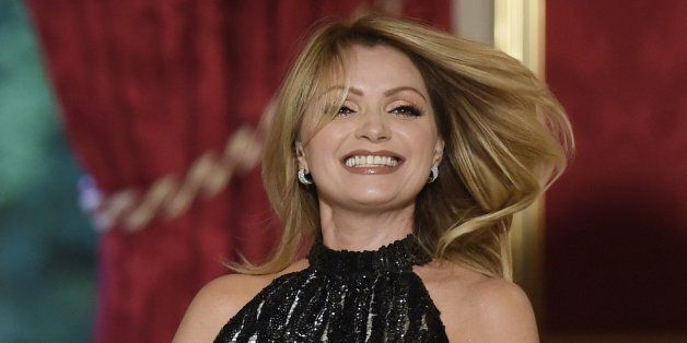 Mexican President Enrique Pena Nieto's wife Angelica Rivera applauds during a state diner, at the Elysee palace, Thursday July 16, 2015, in Paris. Nieto ends his four-day state visit (Alain Jocard, Pool photo via AP)