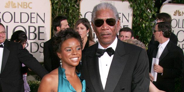 BEVERLY HILLS, CA - JANUARY 16: Actor Morgan Freeman and step granddaughter E'Dena Hines arrive to the 62nd Annual Golden Globe Awards at the Beverly Hilton Hotel January 16, 2005 in Beverly Hills, California. (Photo by Kevin Winter/Getty Images)