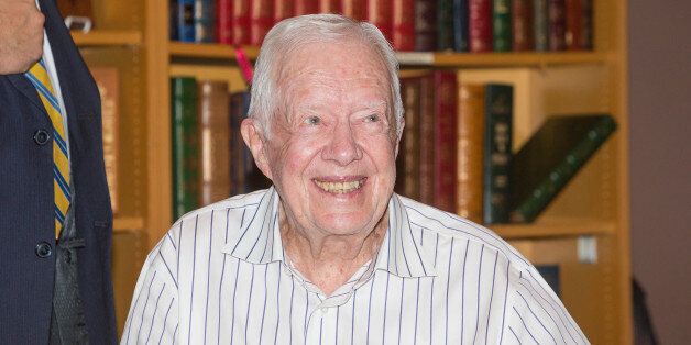 LAKE FOREST PARK, WA - JULY 28: Former President Jimmy Carter promotes his book 'A Full Life: Reflections At Ninety' at Third Place Books on July 28, 2015 in Lake Forest Park, Washington. (Photo by Mat Hayward/Getty Images)