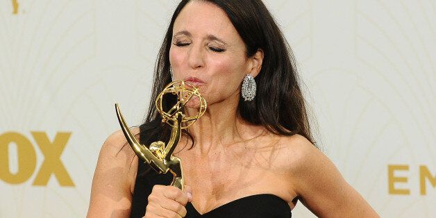 LOS ANGELES, CA - SEPTEMBER 20: Actress Julia Louis-Dreyfus poses in the press room at the 67th annual Primetime Emmy Awards at Microsoft Theater on September 20, 2015 in Los Angeles, California. (Photo by Jason LaVeris/FilmMagic)