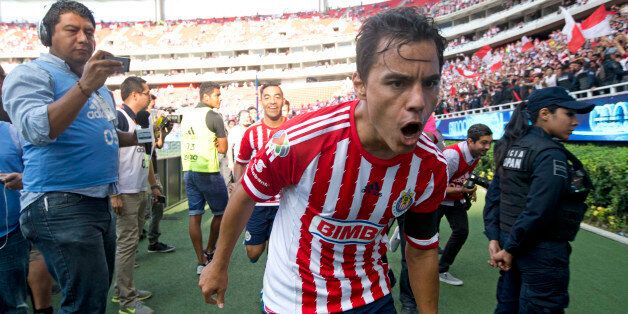 ZAPOPAN, MEXICO - SEPTEMBER 20: Omar Bravo of Chivas celebrates after scoring the second of his team during a 9th round match between Chivas and Queretaro as part of the Apertura 2015 Liga MX at Omnilife Stadium on September 20, 2015 in Zapopan, Mexico. (Photo by Refugio Ruiz/LatinContent/Getty Images)