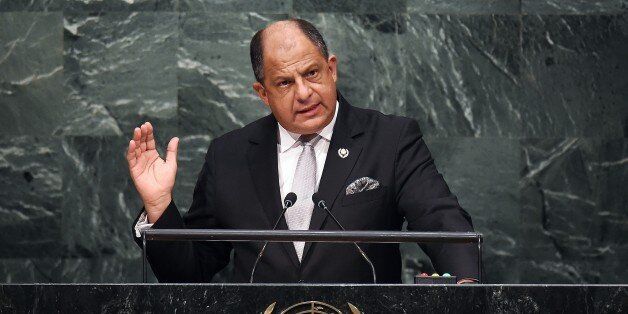 Costa Rica's President Luis Guillermo Solis addresses the 70th Session of the United Nations General Assembly at the UN in New York on September 30, 2015. AFP PHOTO/JEWEL SAMAD (Photo credit should read JEWEL SAMAD/AFP/Getty Images)