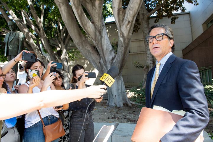 Britney Spears' new layer Mathew S. Rosengart speaks to reporters as he leaves the Los Angeles County Courthouse after a scheduled hearing in the Britney Spears guardianship case, in Los Angeles, July 19, 2021.