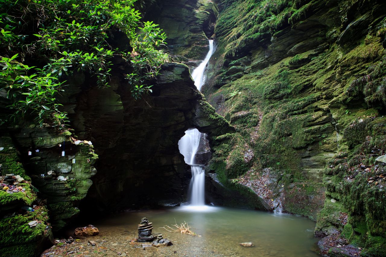 St Nectans Kieve is beautiful wooded glen near Tintagel in North Cornwall, England.