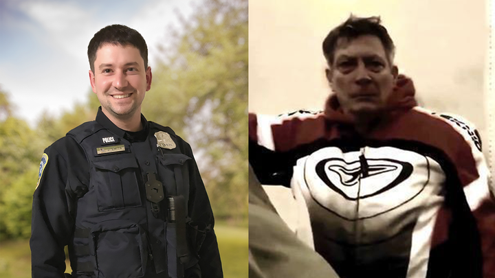 Officer Jeffrey Smith, left, was assaulted on Jan. 6 during a battle that involved the man on the right.